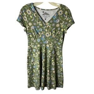 Sahalie Green Foral Cotton Dress Small Cottagecore Shabby Chic Athleisure